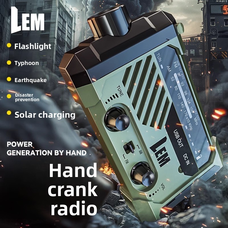 Solar Emergency Charger - Overlevingsradio - Noodhandcrank en weerwaarschuwing op
