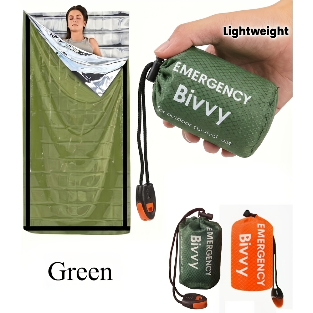 Bivy Bag Emergency - 3-delige noodslaapzakkenset met trekkoordfluitje, geïsoleerde deken,