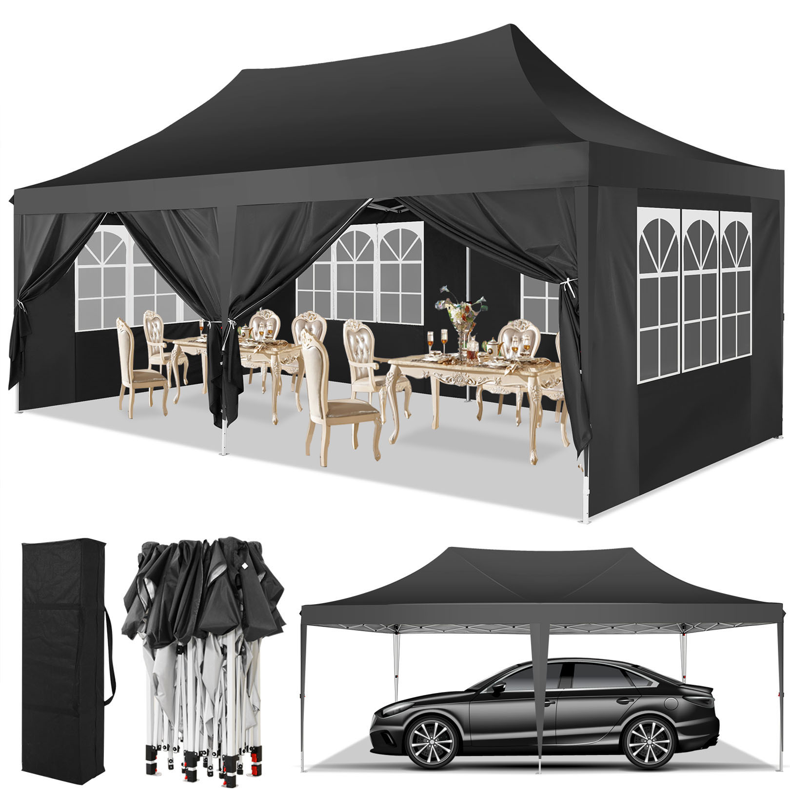 Emergency Mylar Tent - 10x20 Pop-up partytent met 6 zijwanden,